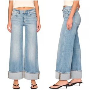 DL1961 Hepburn Wide Leg Low Rise Jeans in Ravello Cuffed